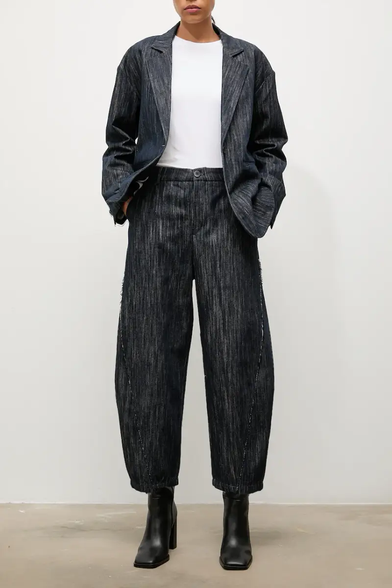 pantaloni donna colore blu navy miniatura 2