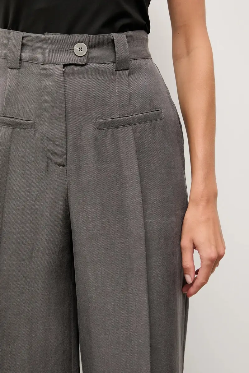 pantaloni donna colore grigio miniatura 4