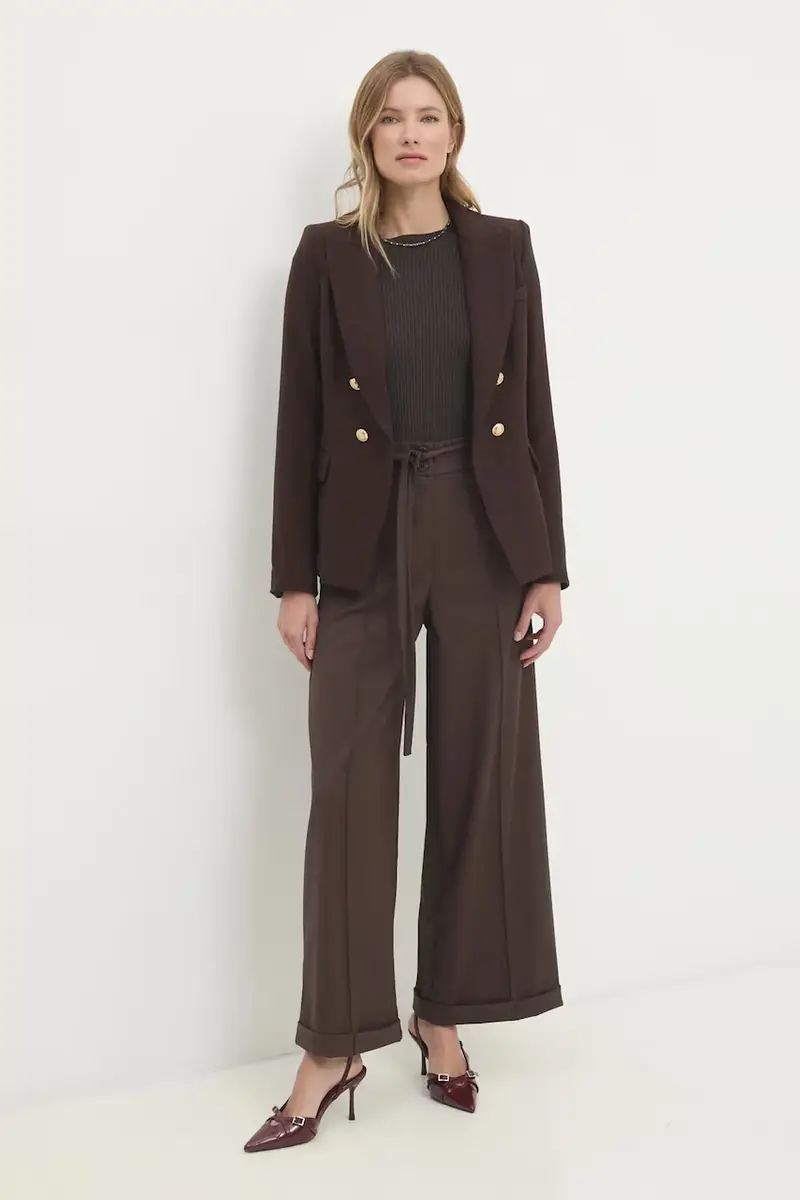 pantaloni donna colore marrone miniatura 2