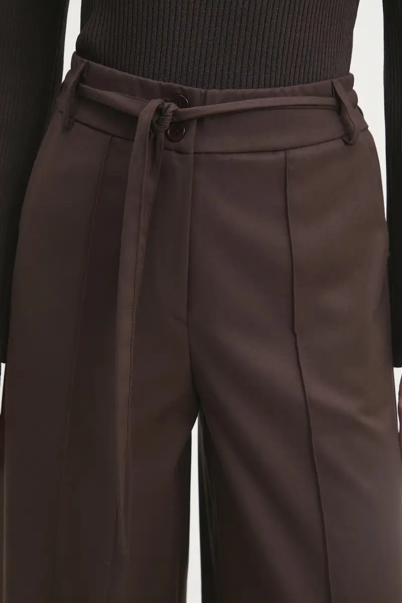 pantaloni donna colore marrone miniatura 4