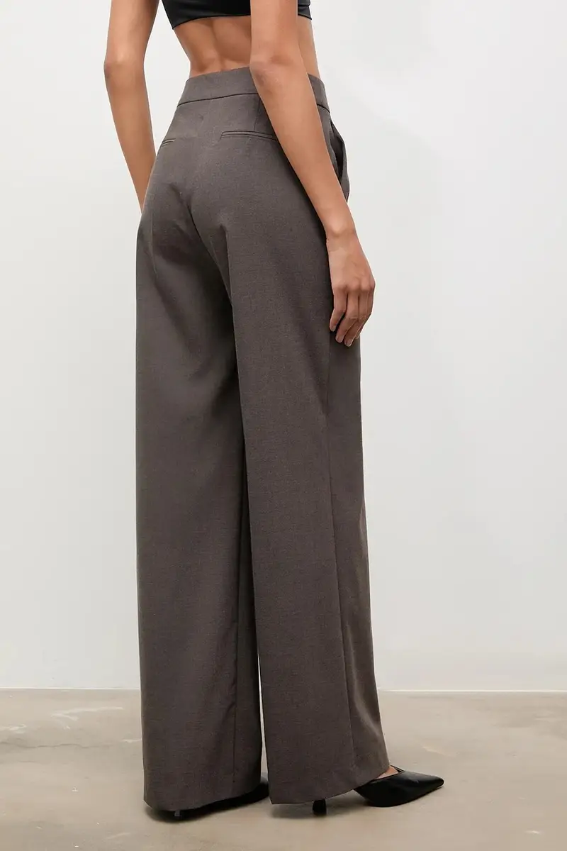 pantaloni donna colore marrone miniatura 3