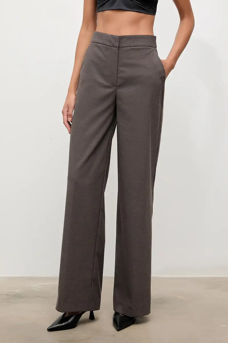 pantaloni donna colore marrone miniatura 4