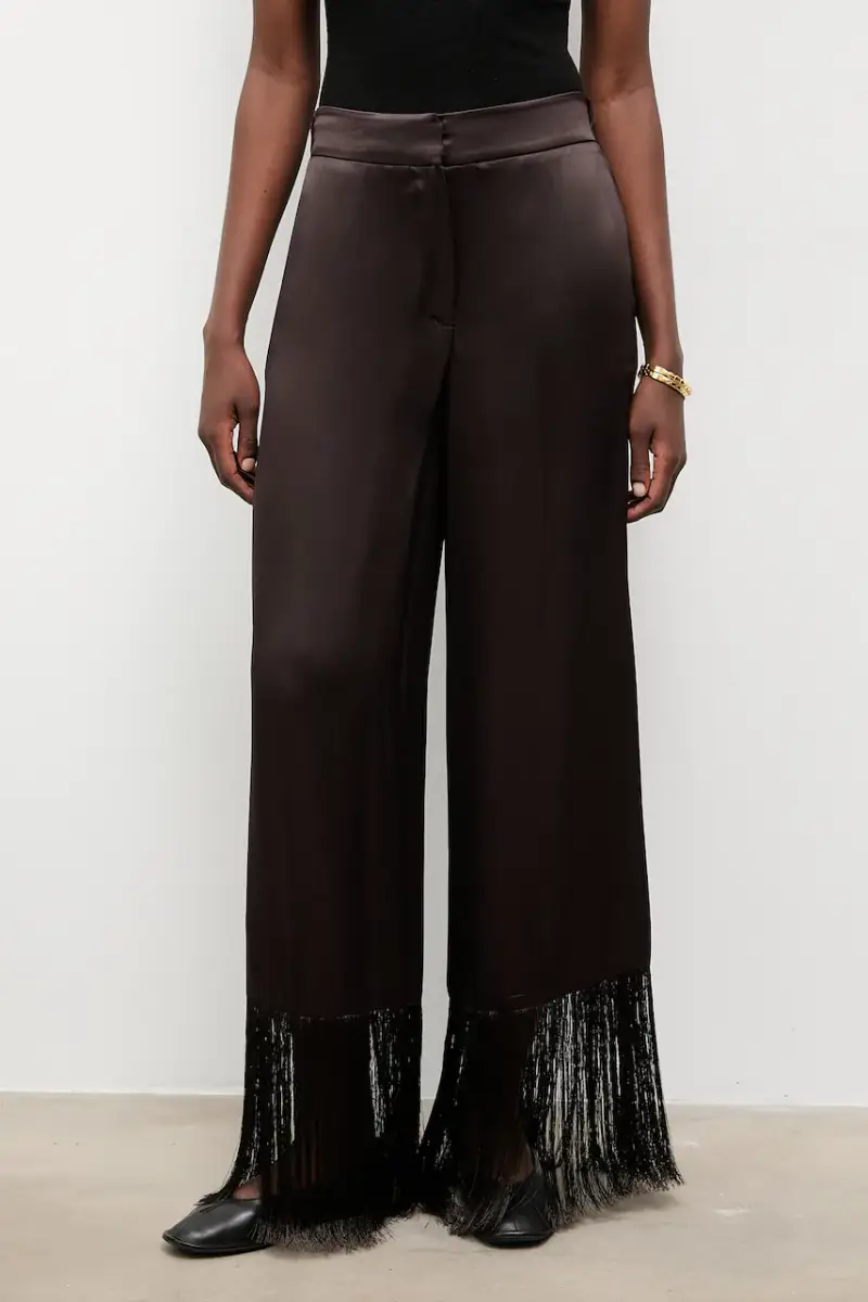 pantaloni donna colore marrone miniatura 2