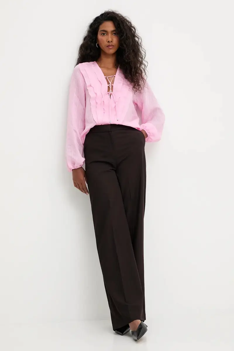 pantaloni donna colore marrone miniatura 2