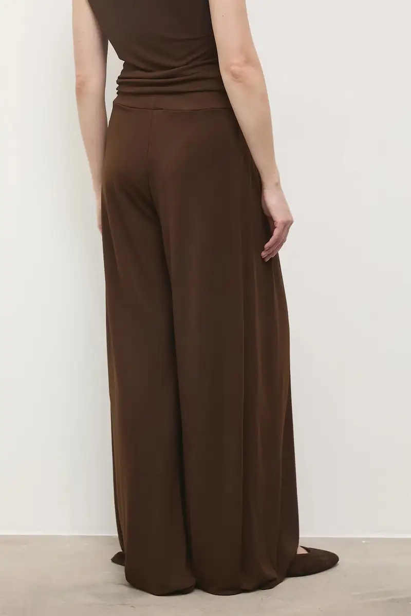 pantaloni donna colore marrone miniatura 3