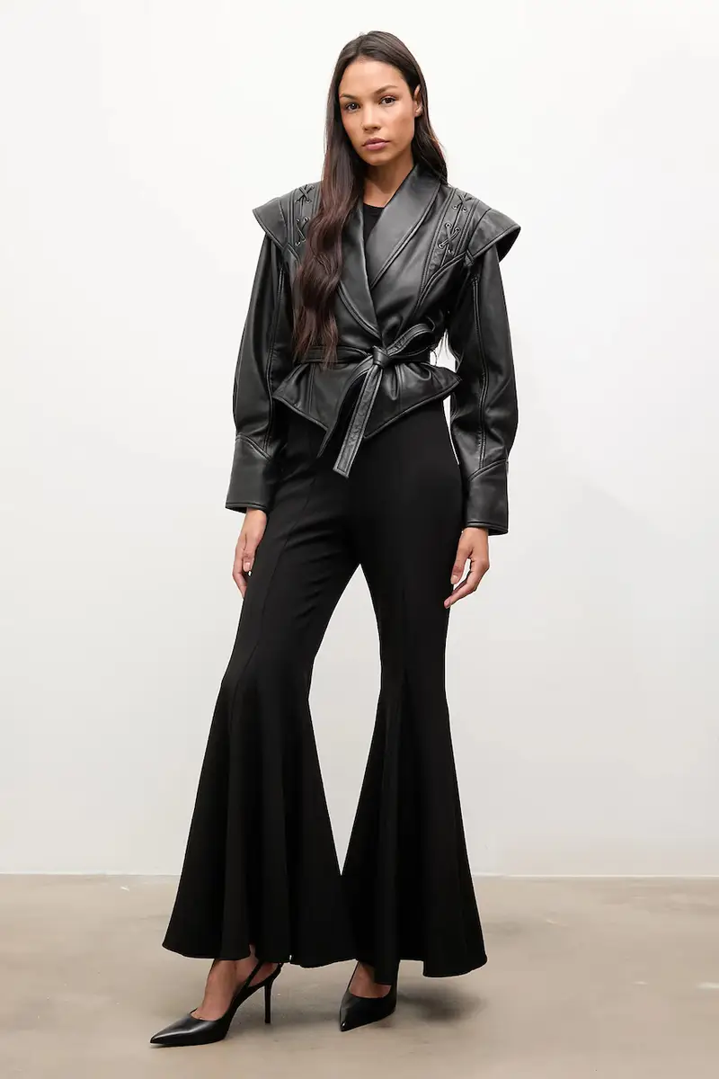 pantaloni donna colore nero miniatura 2