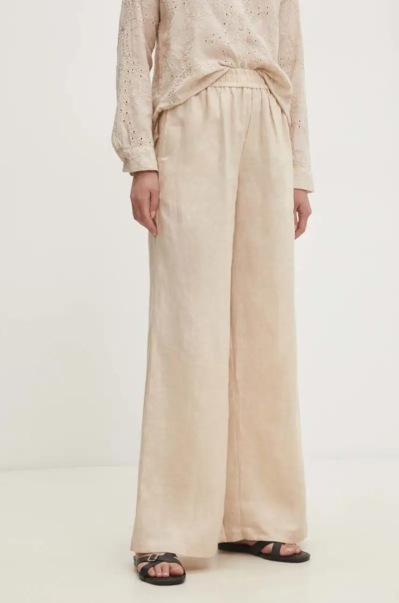 pantaloni in lino colore beige