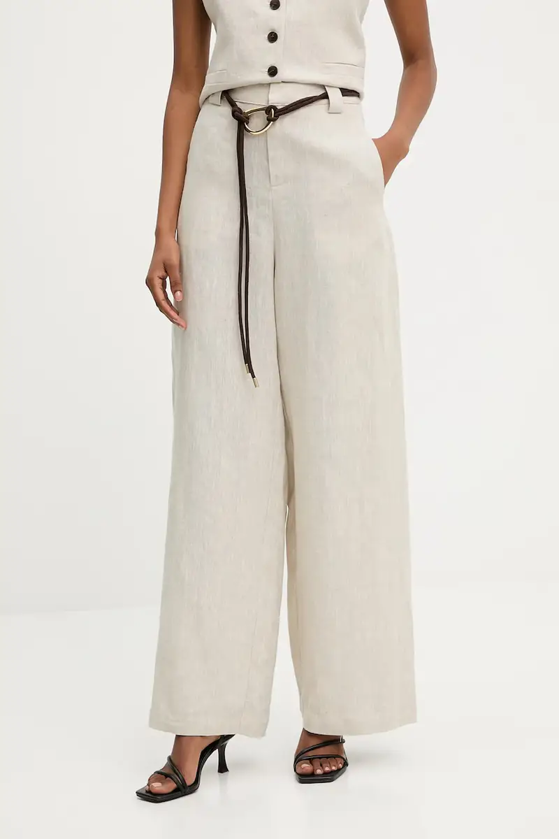 pantaloni in lino donna colore beige