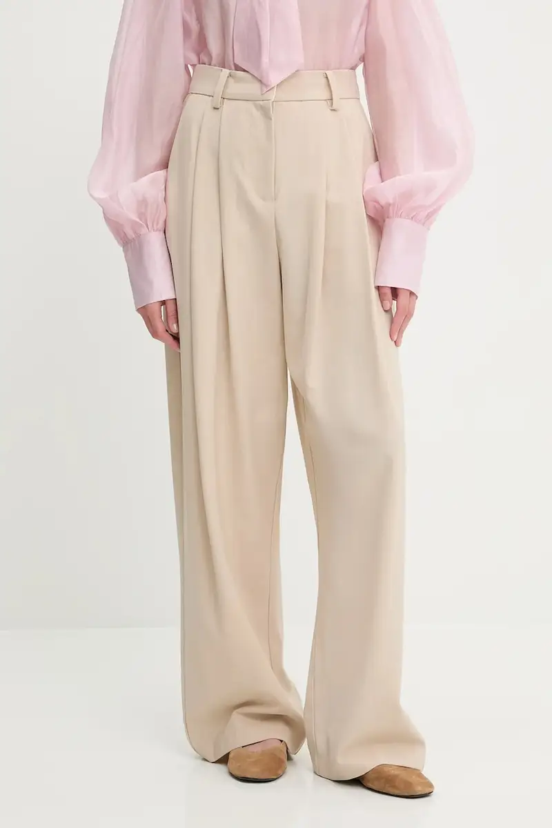 pantaloni in misto lana donna colore beige