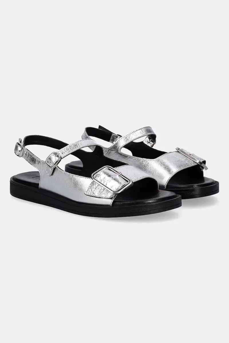 sandali in pelle donna colore argento miniatura 2