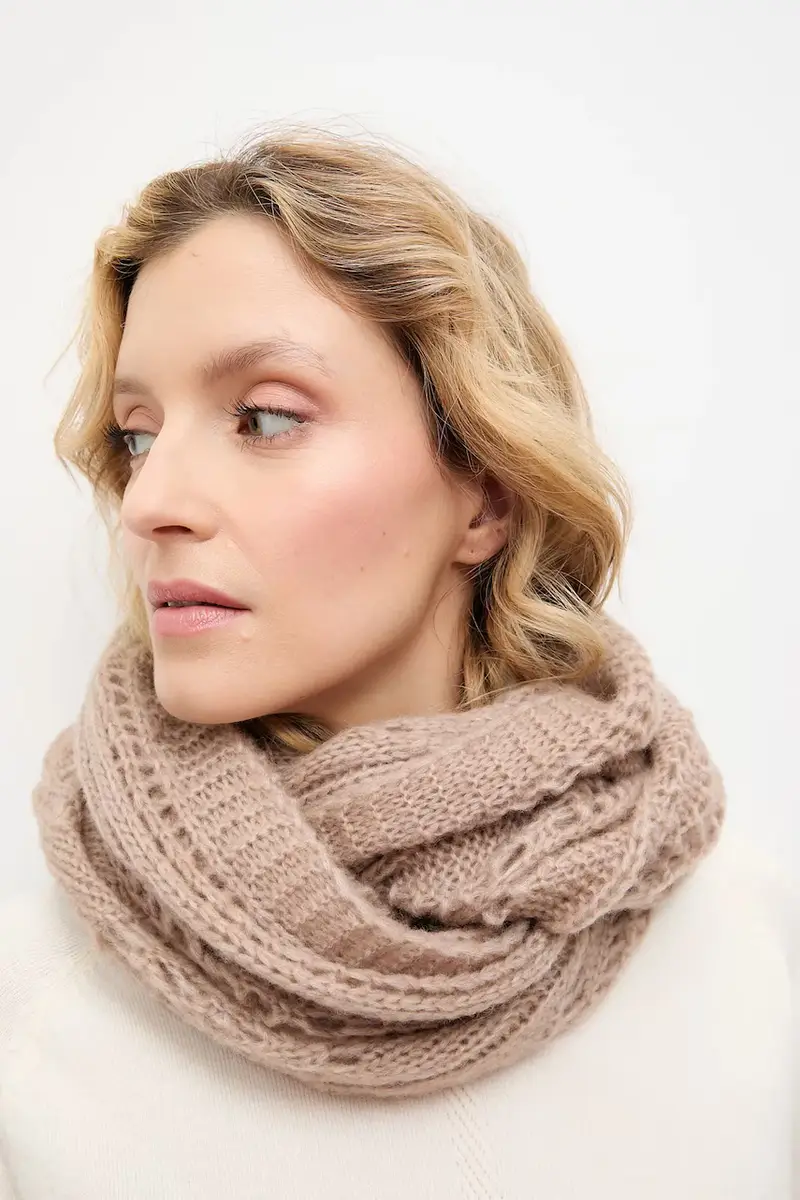 sciarpa con lana Beige miniatura 4