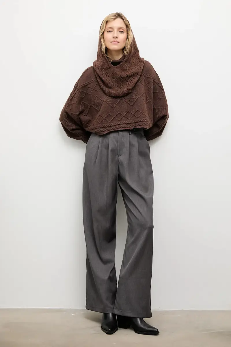 sciarpa con lana Marrone miniatura 4