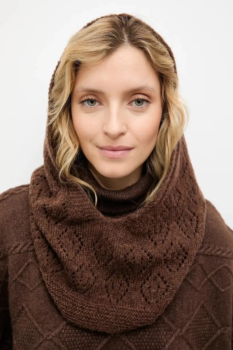 sciarpa con lana Marrone miniatura 5