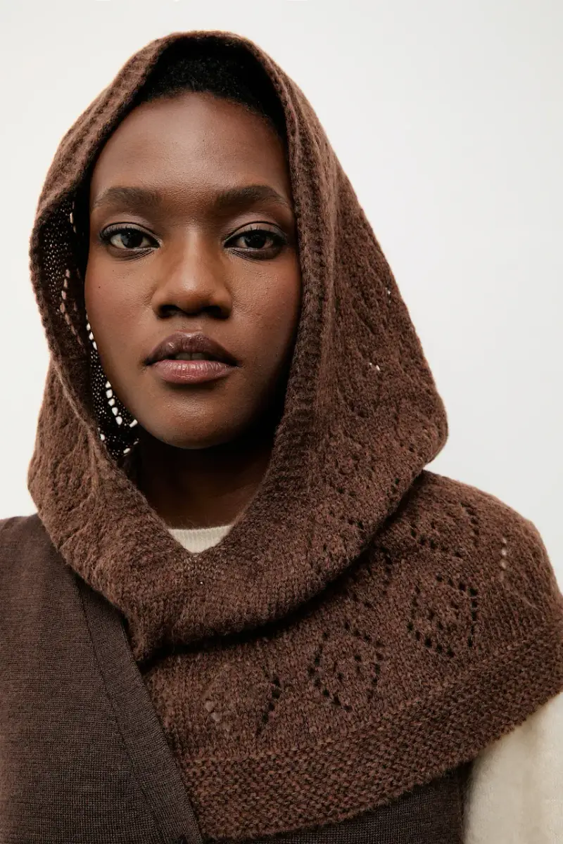 sciarpa con lana Marrone
