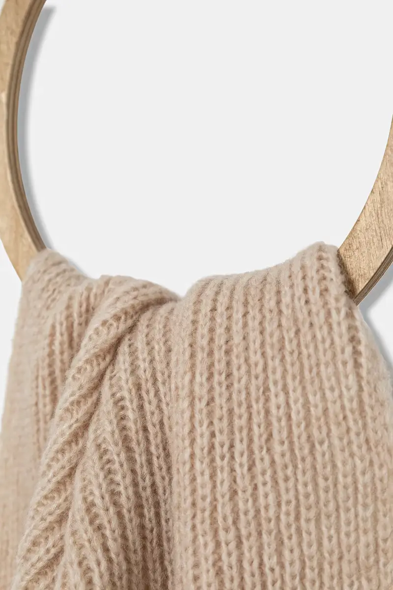 sciarpa in lana donna colore beige miniatura 3