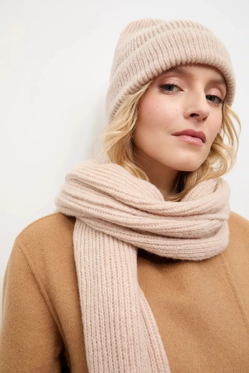 sciarpa in lana donna colore beige miniatura 5