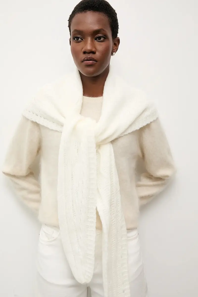 sciarpa in lana donna colore beige miniatura 4