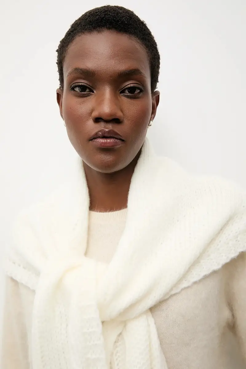 sciarpa in lana donna colore beige miniatura 5