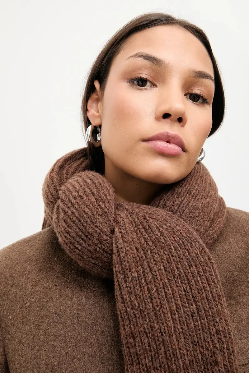 sciarpa in lana donna colore marrone miniatura 4