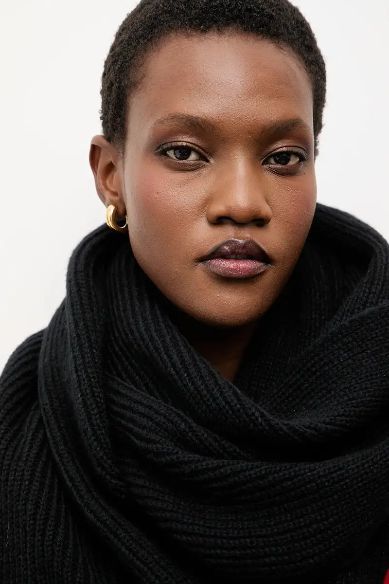 sciarpa in lana donna colore nero miniatura 5