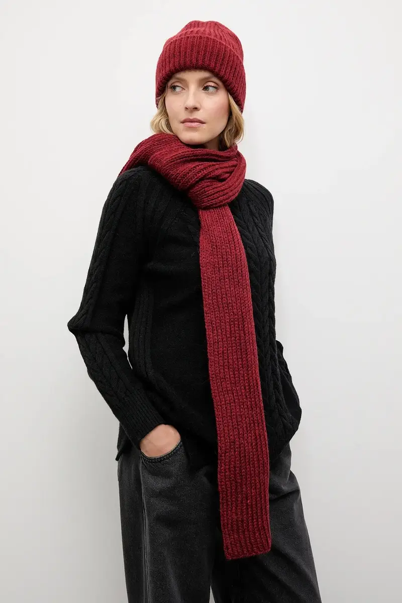 sciarpa in lana donna colore rosso miniatura 4