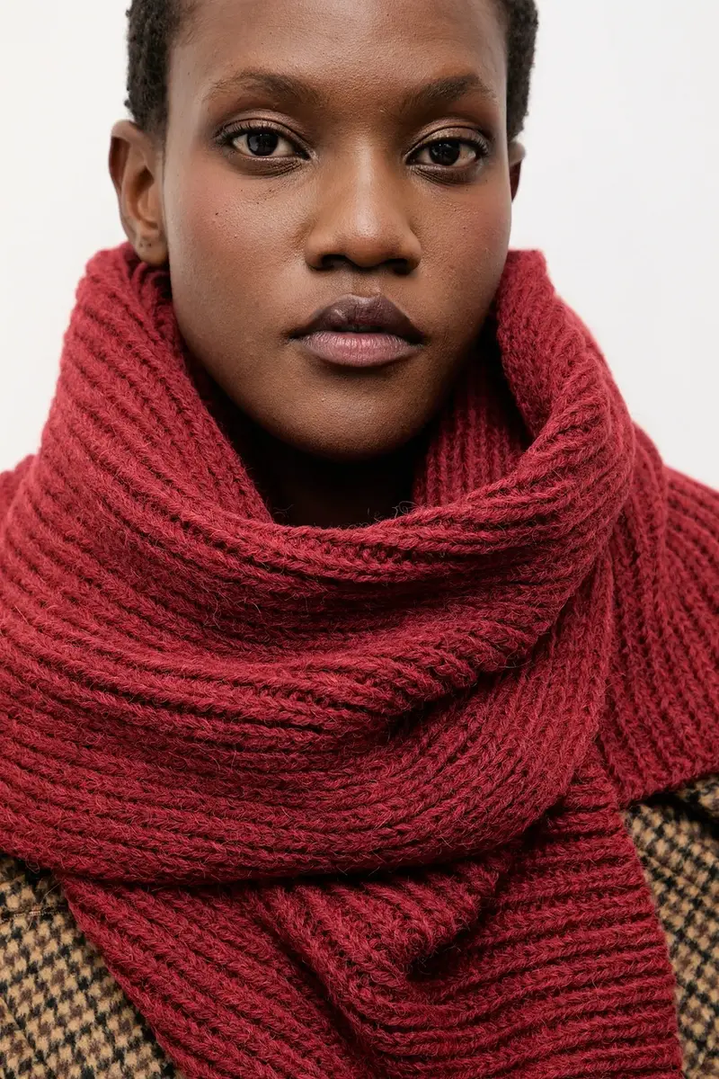 sciarpa in lana donna colore rosso miniatura 5