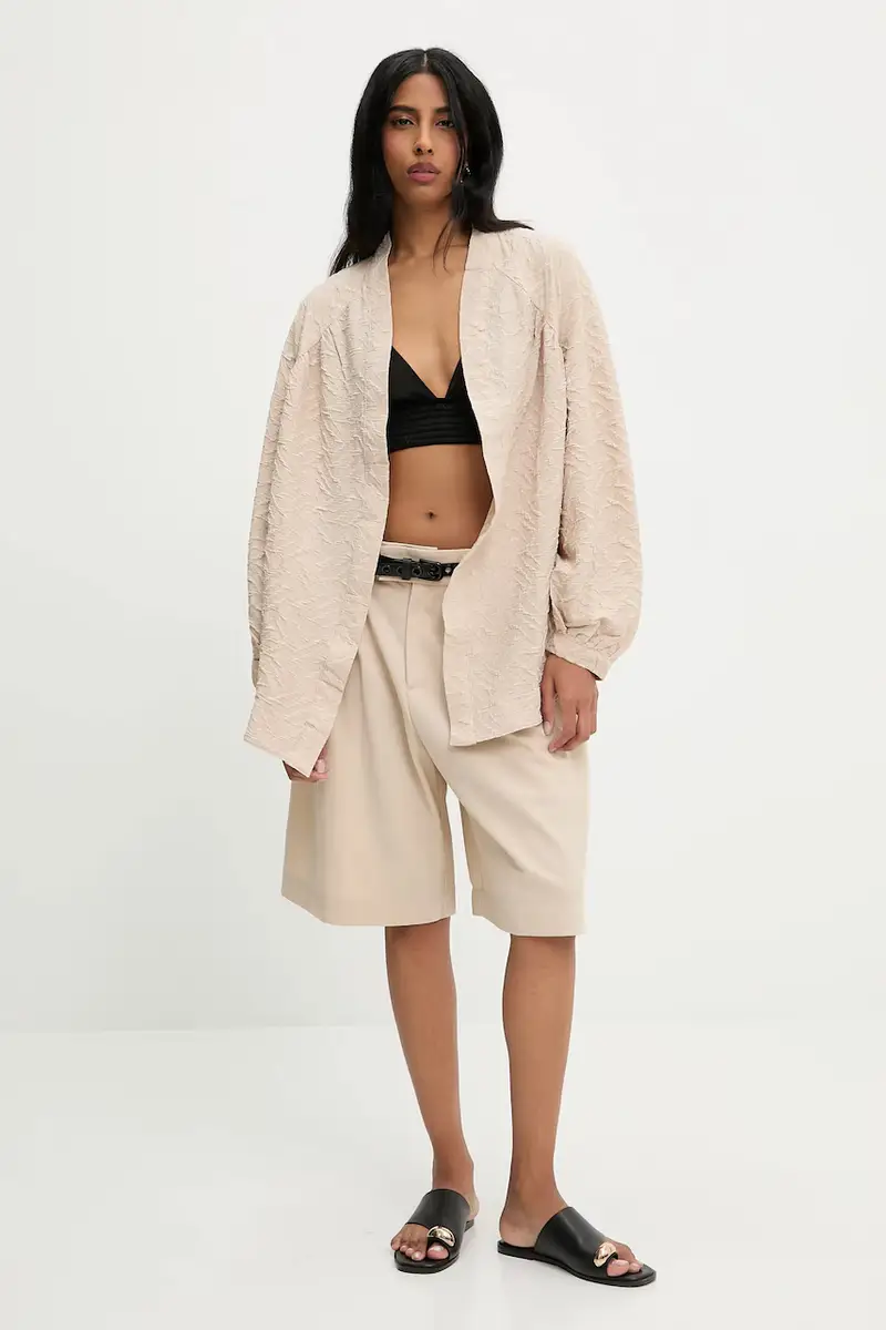 shorts con aggiunta di lana donna colore beige miniatura 2