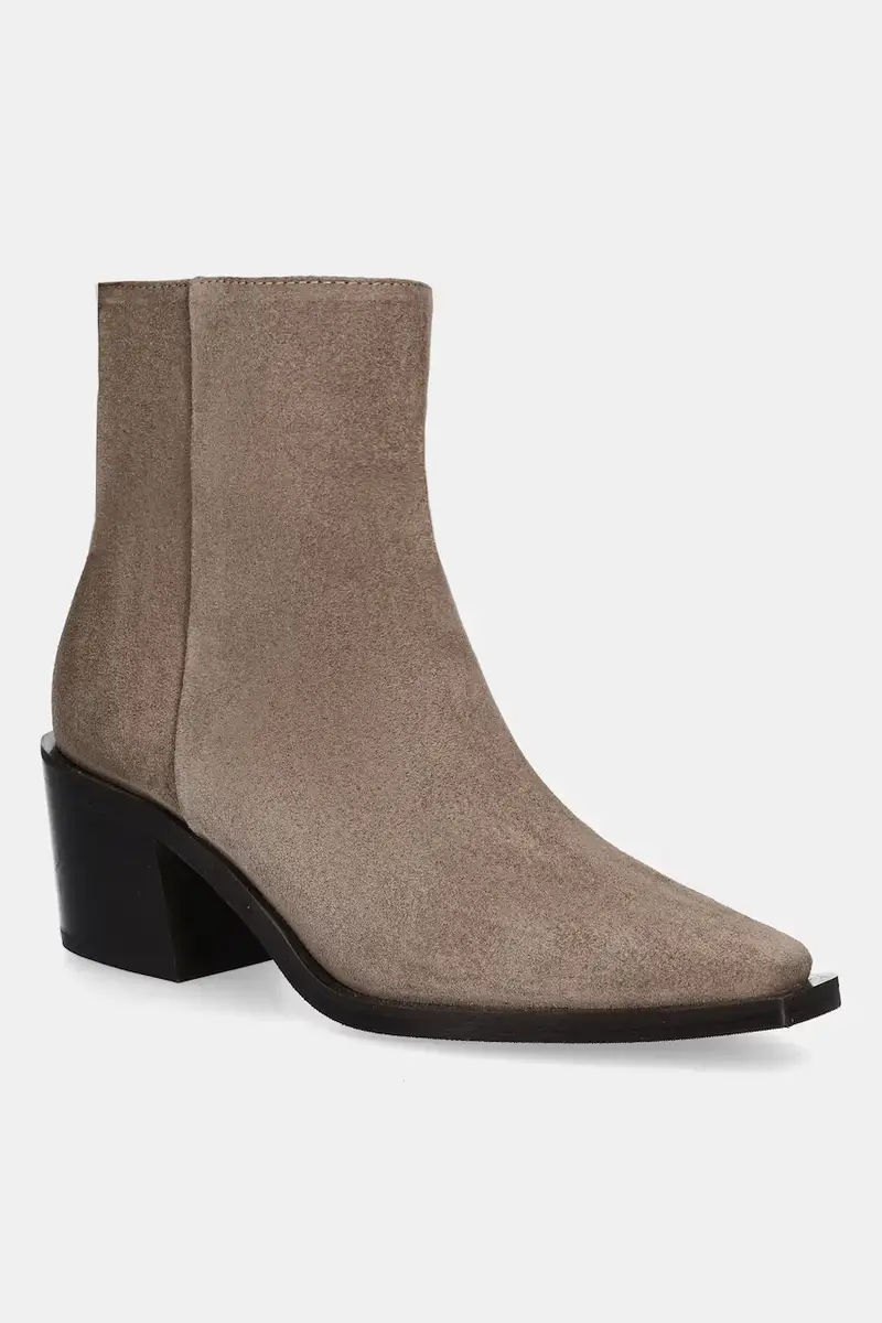 stivaletti alla caviglia in camoscio colore beige miniatura 2