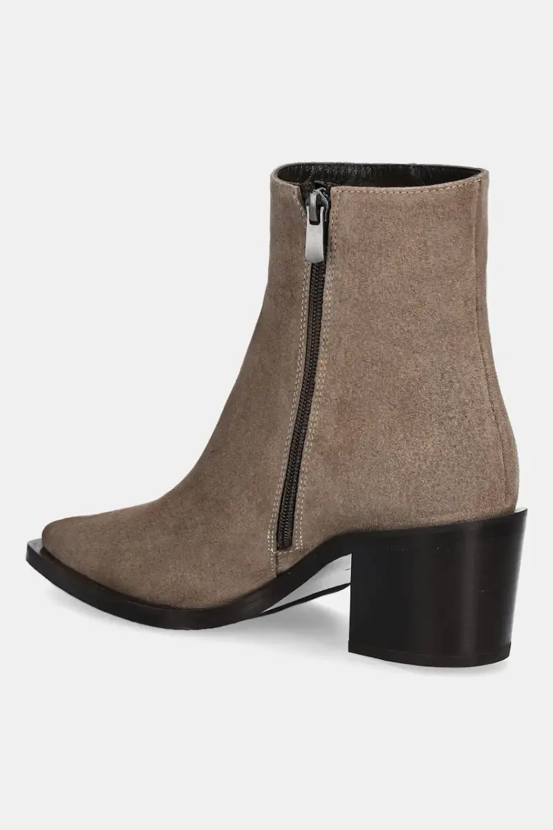 stivaletti alla caviglia in camoscio colore beige miniatura 4