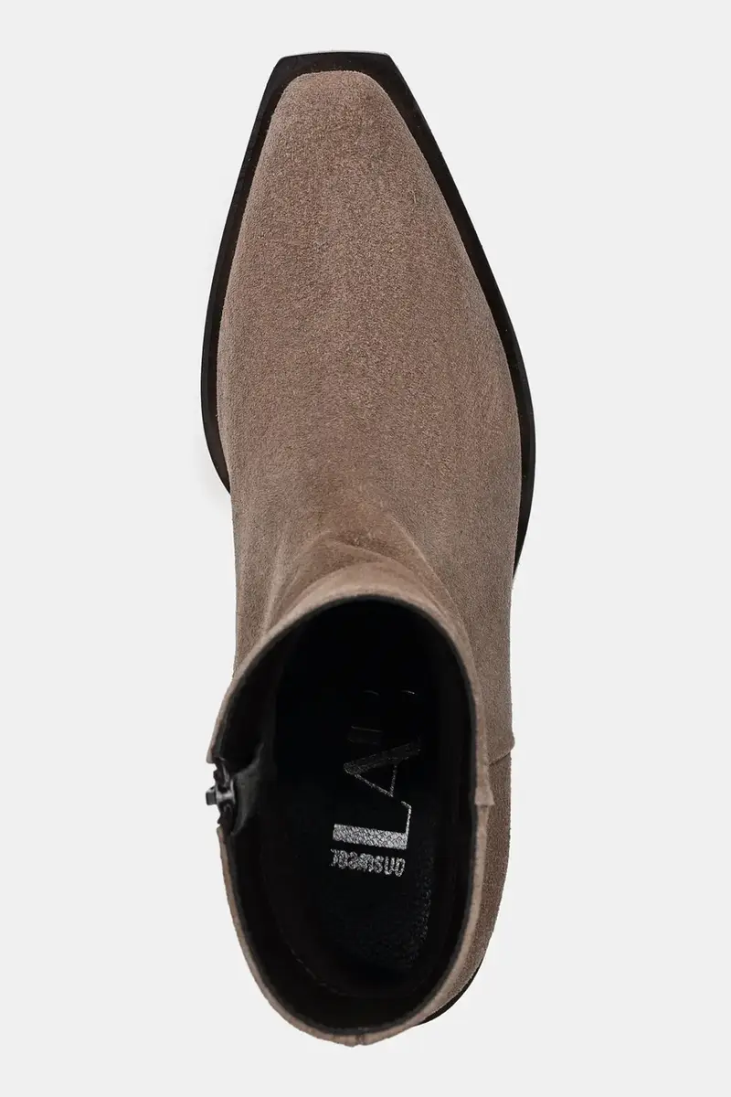 stivaletti alla caviglia in camoscio colore beige miniatura 5