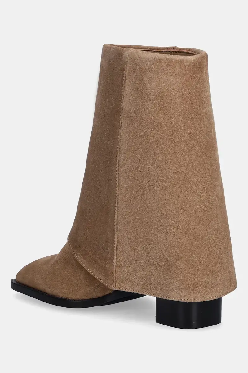 stivaletti alla caviglia in camoscio colore beige miniatura 4