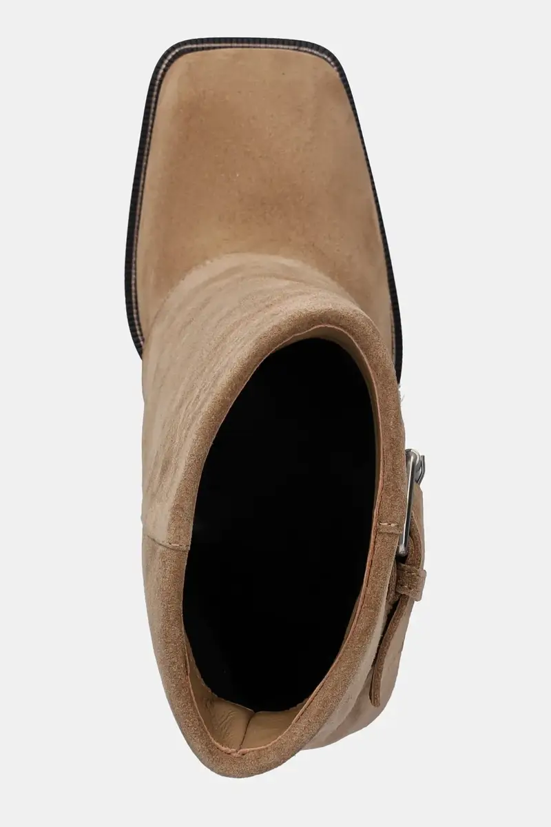 stivaletti alla caviglia in camoscio colore beige miniatura 5