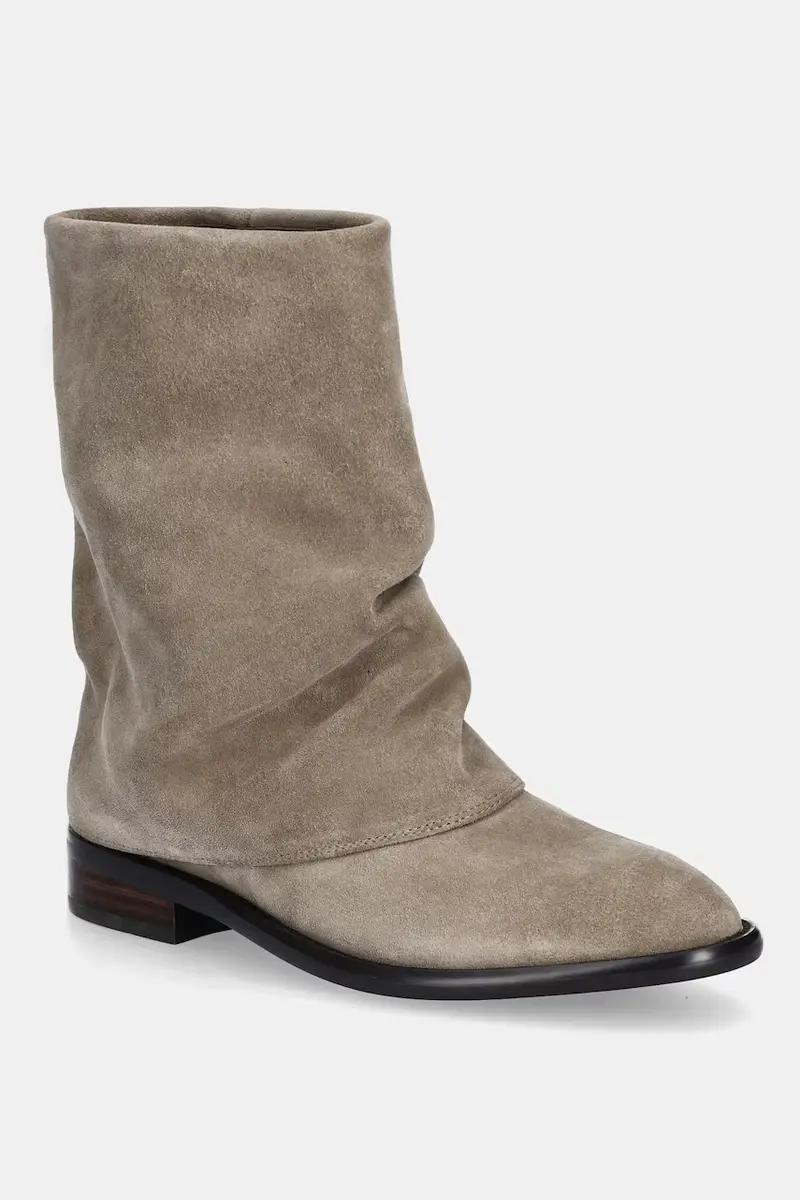 stivaletti alla caviglia in camoscio colore beige miniatura 2