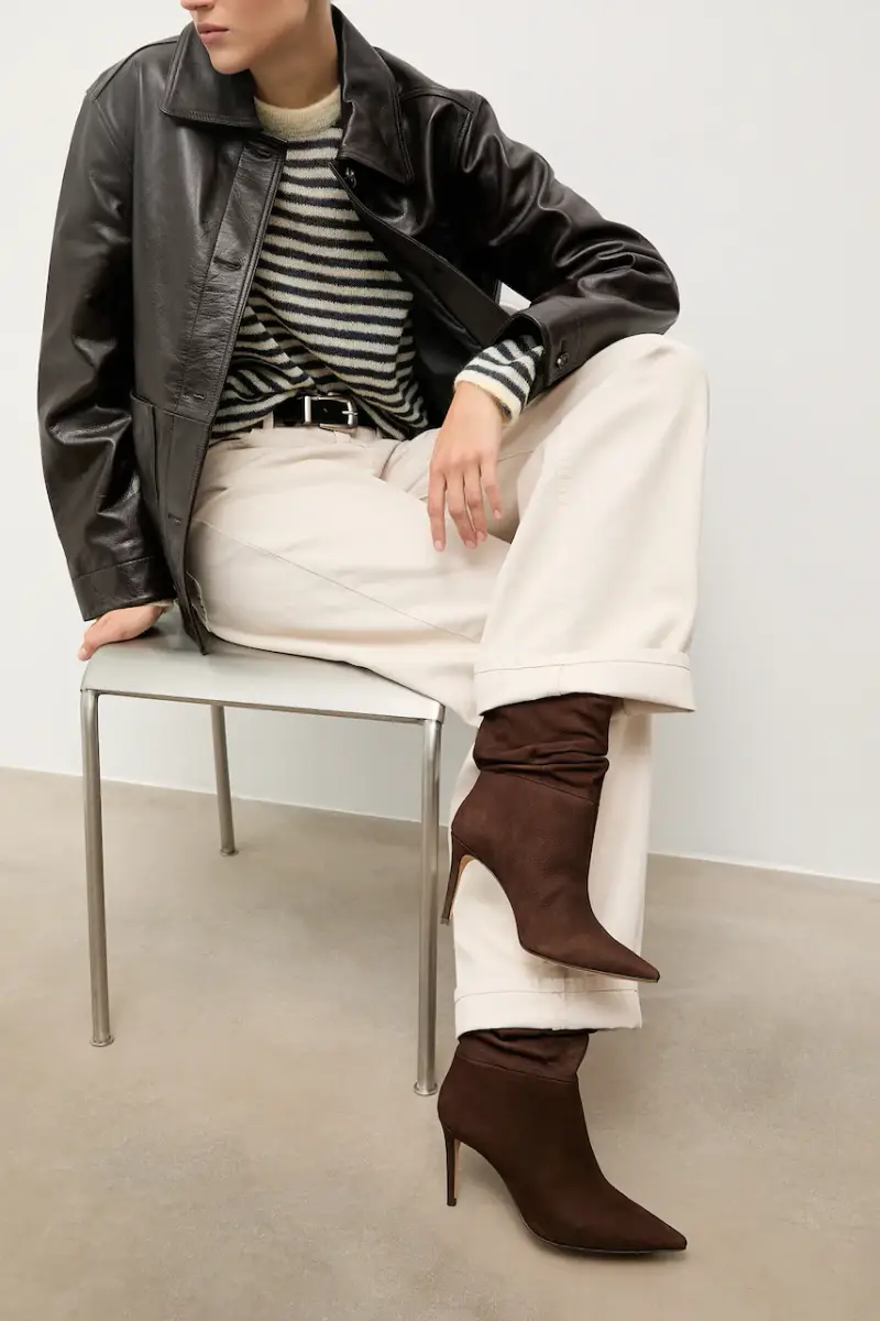 stivaletti alla caviglia in camoscio colore marrone