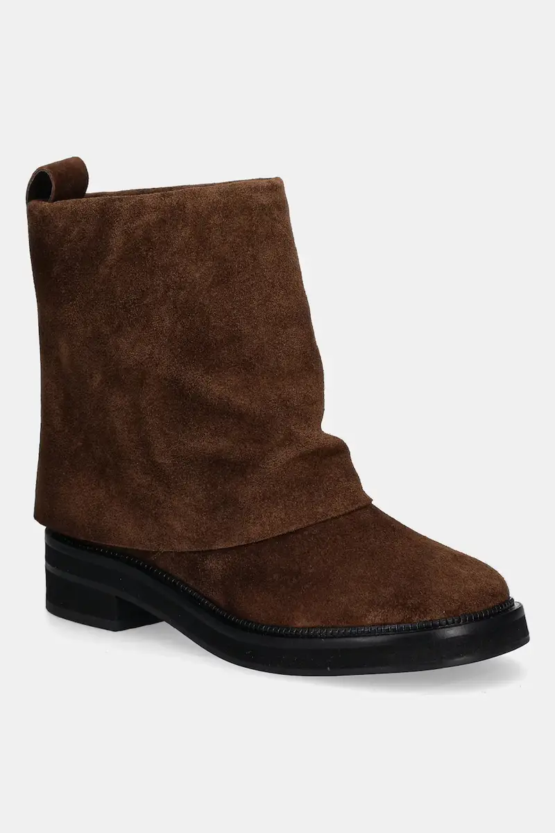 stivaletti alla caviglia in camoscio colore marrone miniatura 2