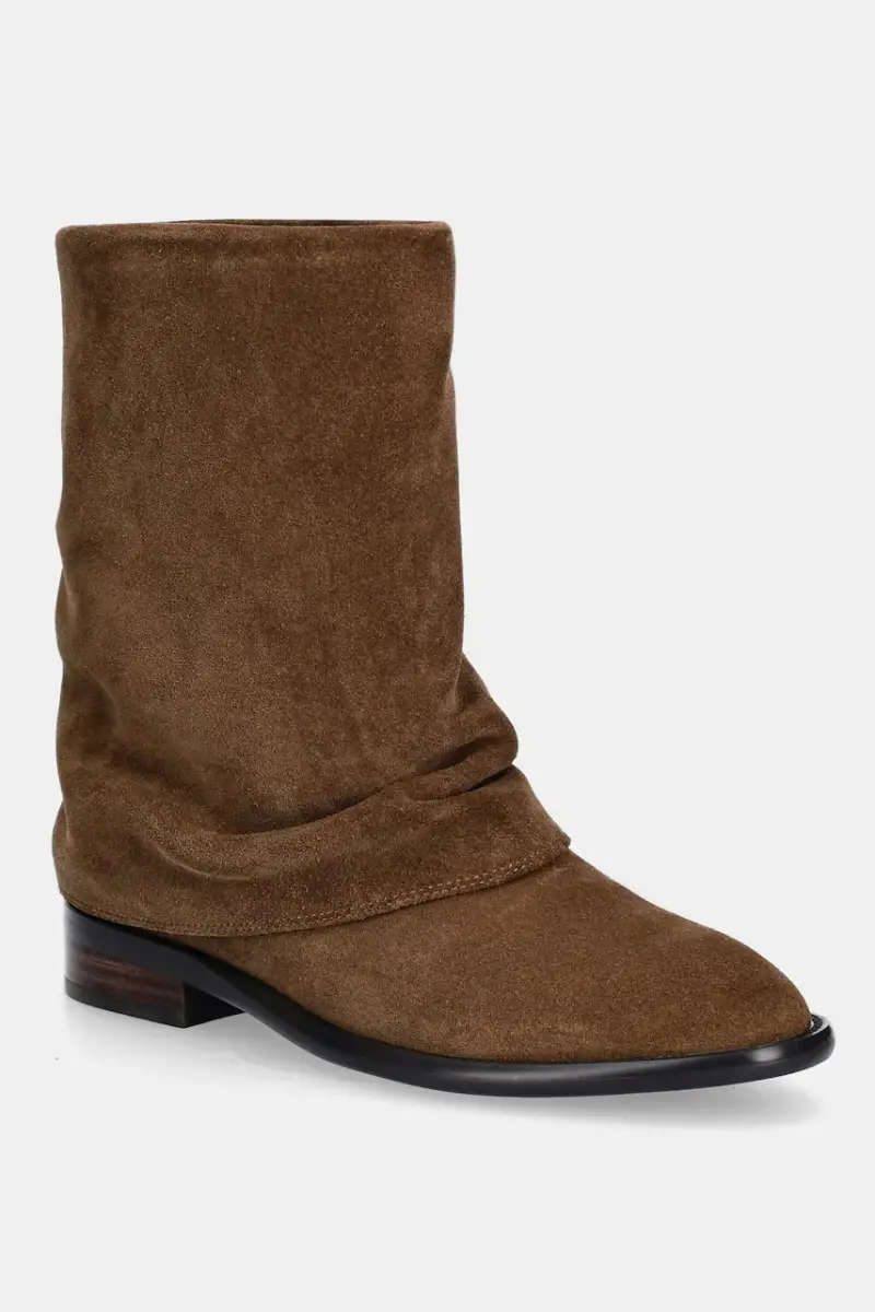 stivaletti alla caviglia in camoscio colore marrone miniatura 2