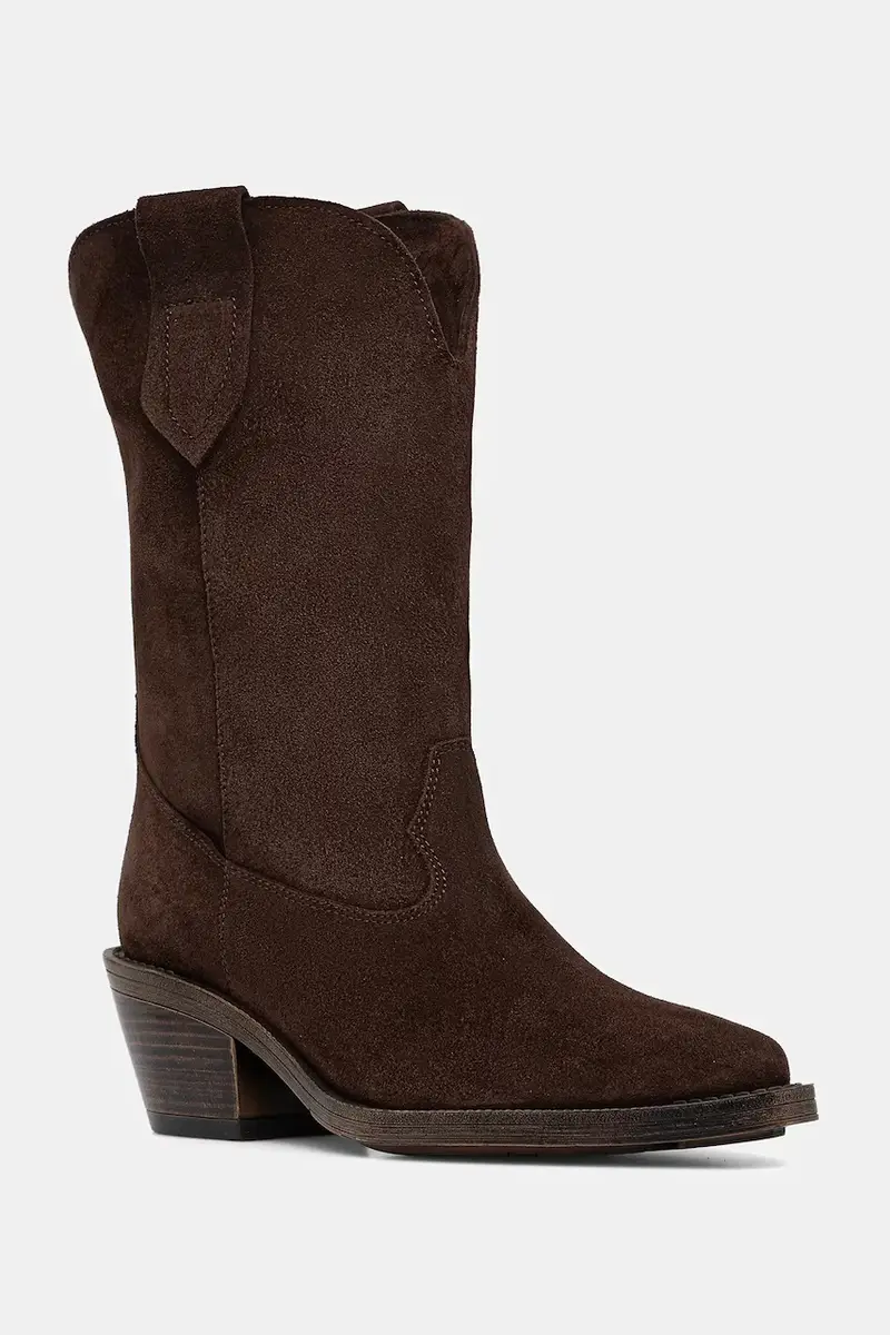 stivaletti alla caviglia in camoscio colore marrone miniatura 2