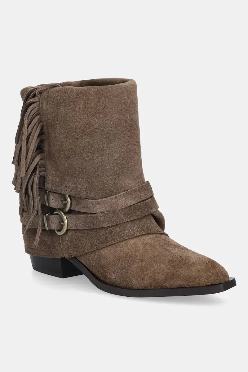 stivaletti alla caviglia in camoscio colore marrone miniatura 2