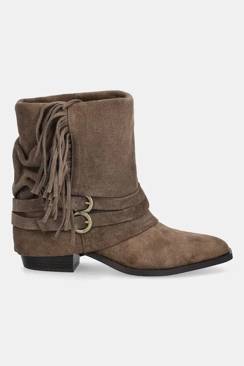 stivaletti alla caviglia in camoscio colore marrone miniatura 3