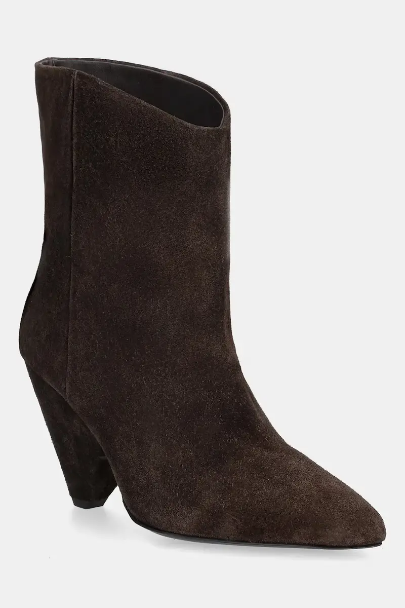 stivaletti alla caviglia in camoscio colore marrone miniatura 2