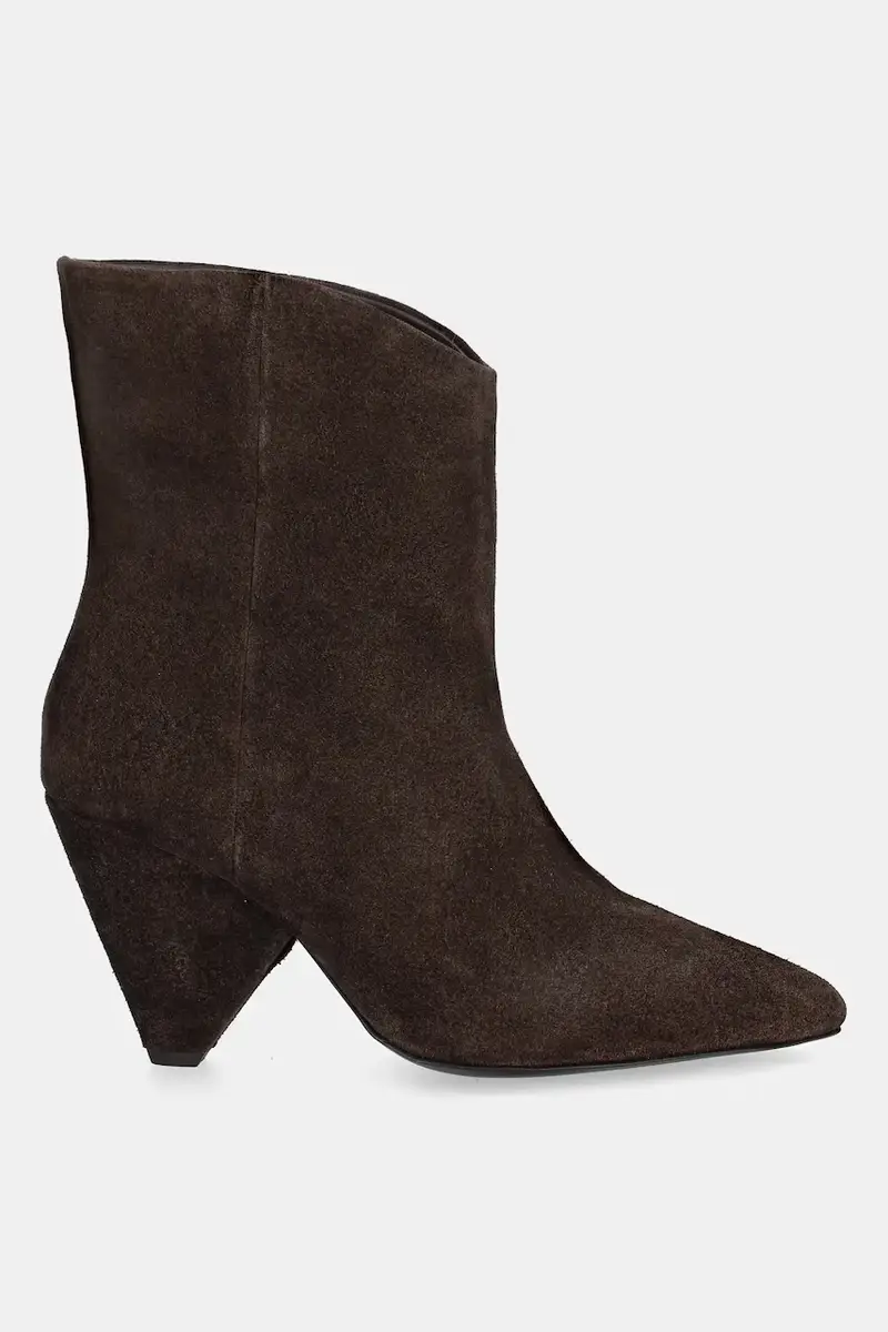 stivaletti alla caviglia in camoscio colore marrone miniatura 3