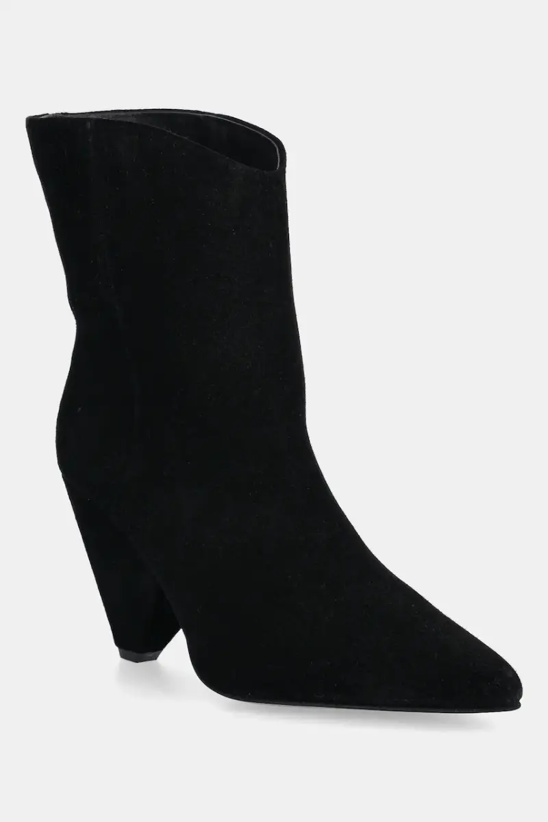 stivaletti alla caviglia in camoscio colore nero miniatura 2