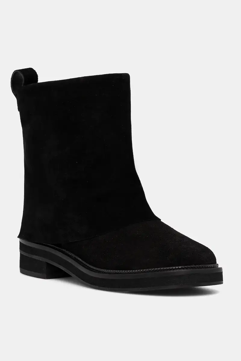 stivaletti alla caviglia in camoscio colore nero miniatura 2