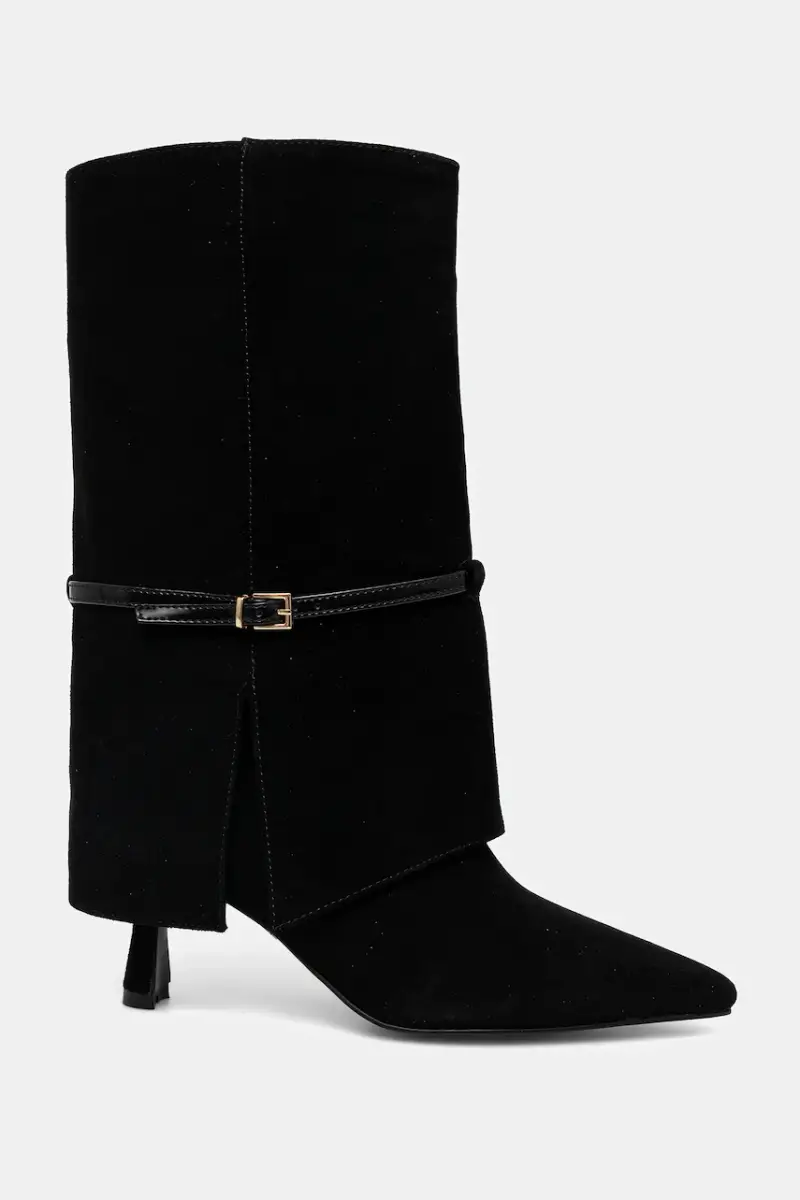 stivaletti alla caviglia in camoscio colore nero miniatura 3