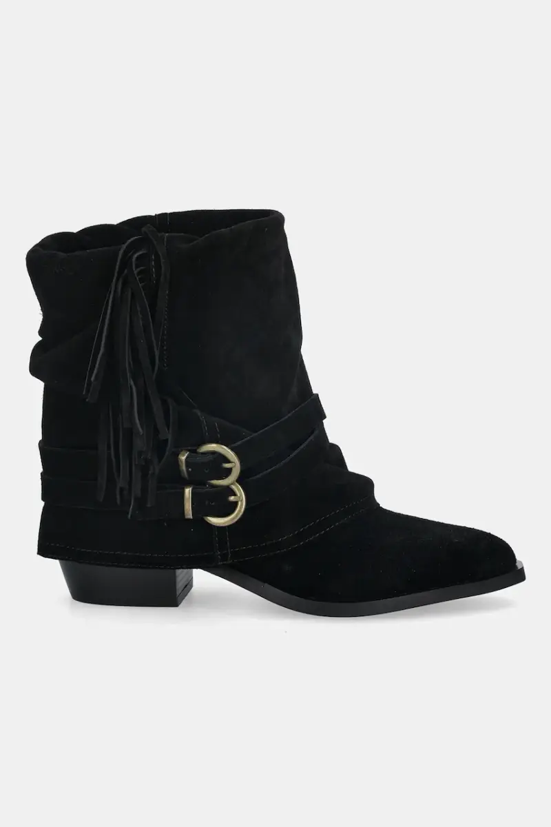 stivaletti alla caviglia in camoscio colore nero miniatura 3