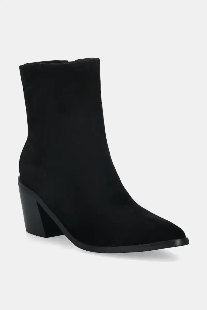 stivaletti alla caviglia in camoscio colore nero miniatura 2