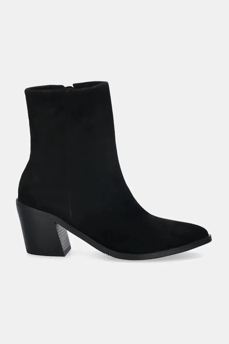 stivaletti alla caviglia in camoscio colore nero miniatura 3