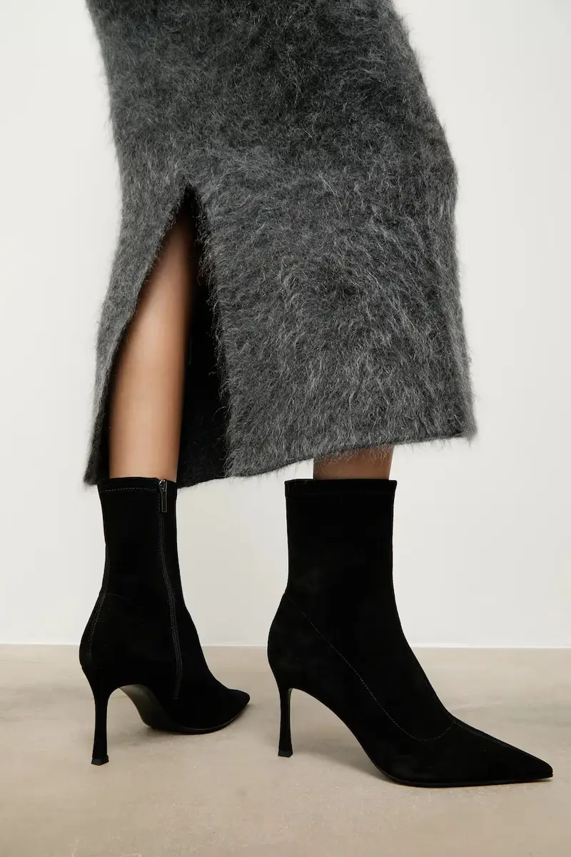 stivaletti alla caviglia in camoscio donna colore nero miniatura 2