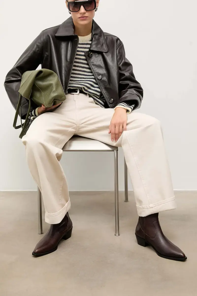 stivaletti alla caviglia in pelle colore marrone