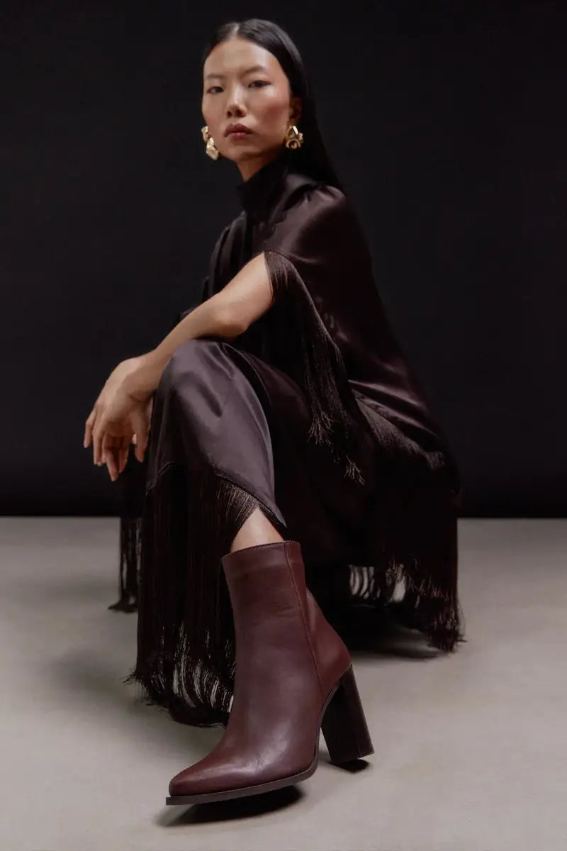 stivaletti alla caviglia in pelle colore marrone